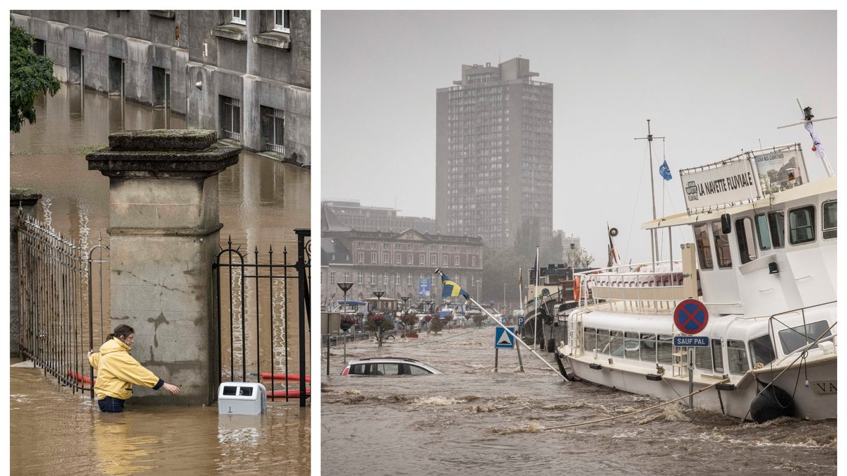 Den belgiska staden Liége evakueras efter omfattande översvämningar.